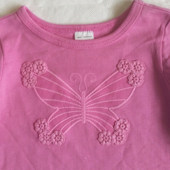 carter's pink butterfly cotton crewneck sweatshirt 12 months baby girl - Picture 2 of 6